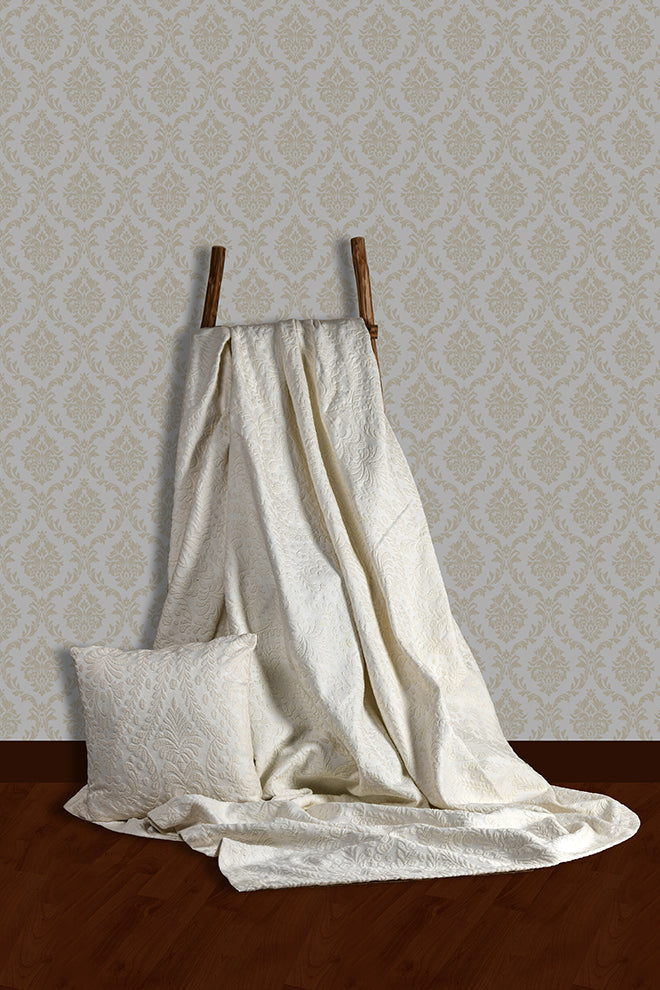 White Ornamental Jacquard Bedspread