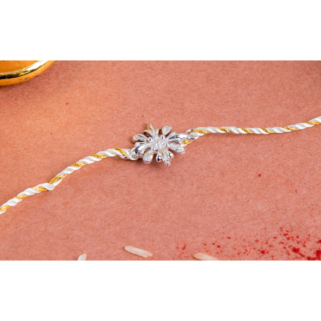 Nikumpa - Silver Rakhi 999 Silver Guranteed Elegant Rakhi with Roli and Chawal 1 Pc