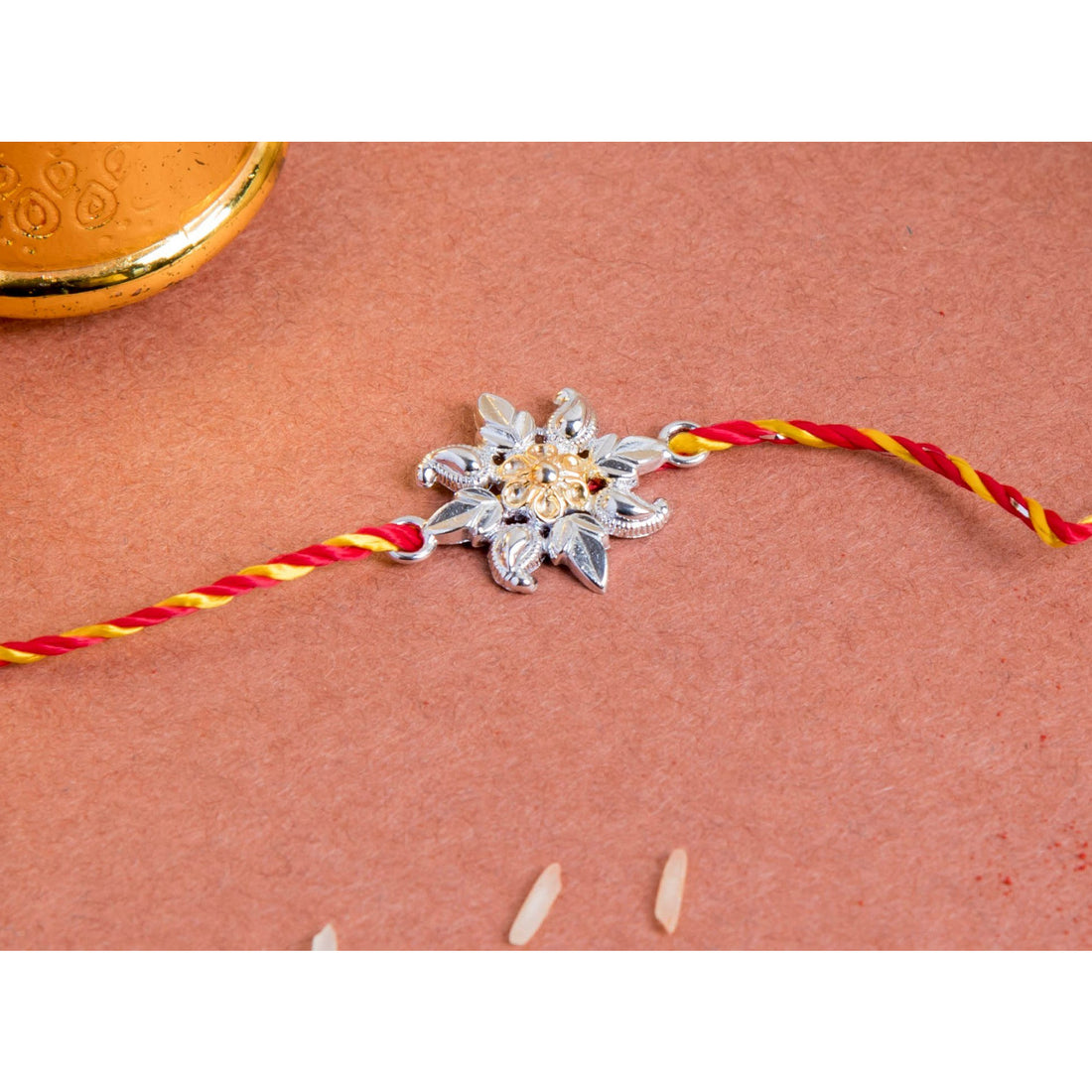 Krana - Silver Rakhi 999 Silver Guranteed Elegant Rakhi with Roli and Chawal 1 Pc