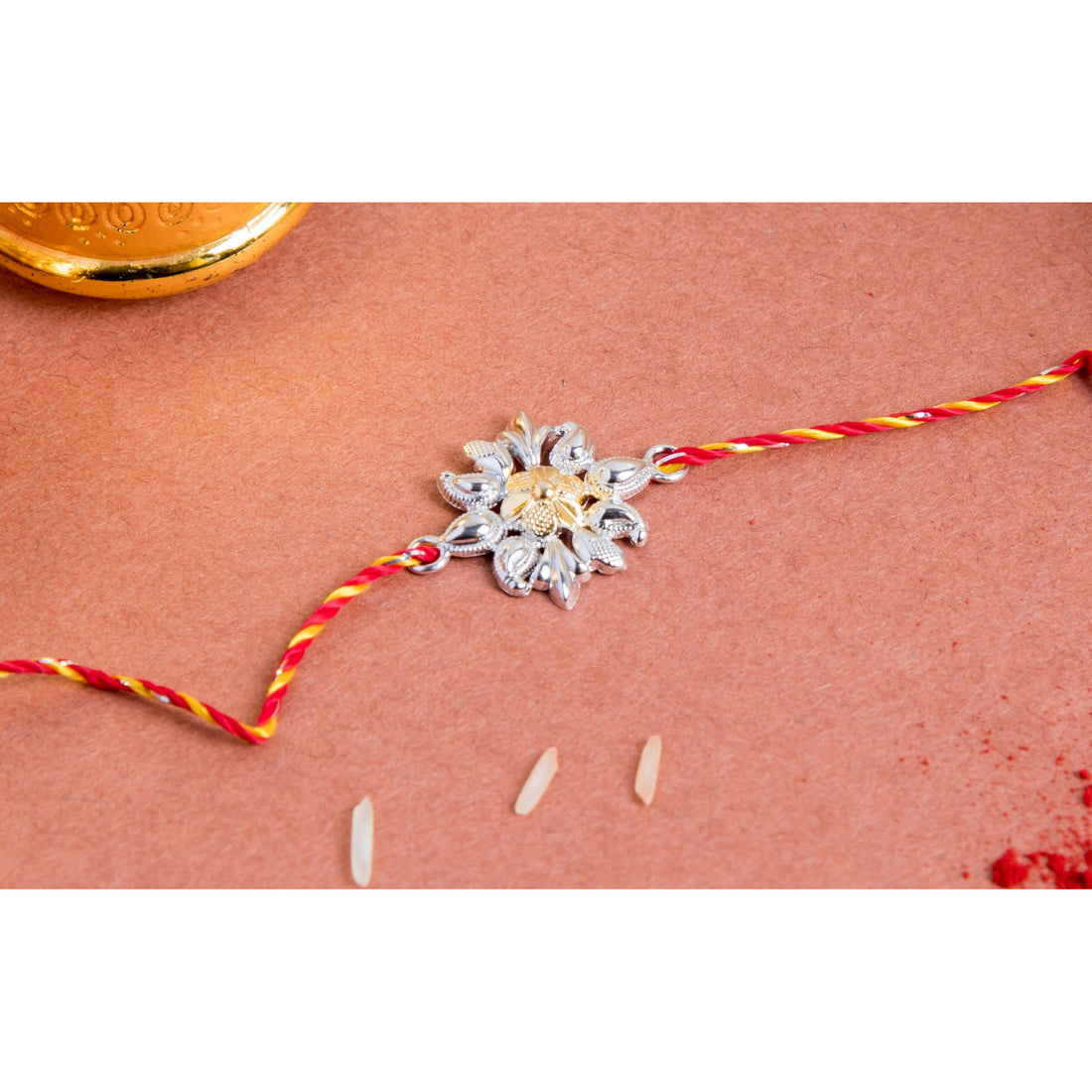 Daity - Silver Rakhi 999 Silver Guranteed Elegant Rakhi with Roli and Chawal 1 Pc