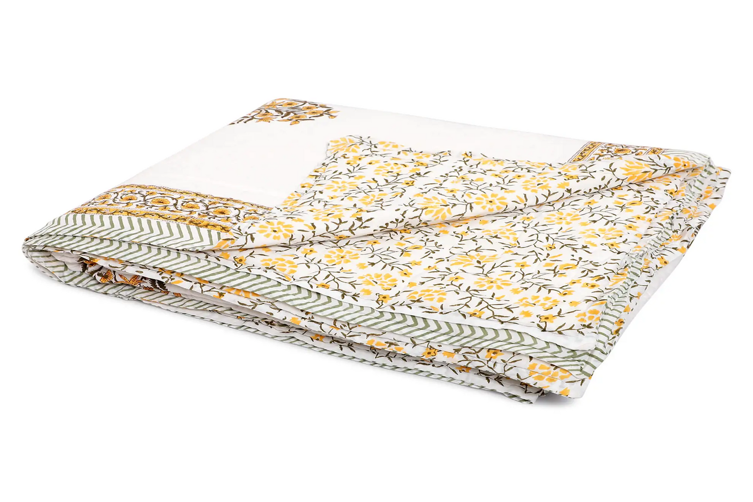 Amber Quilt Set – Hand Block Printed 100% Cotton Reversible Quilt