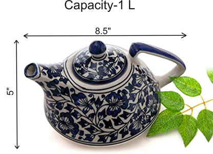 Cobalt Frond Hand Painted Tea Pot – Capacity 6 Cups