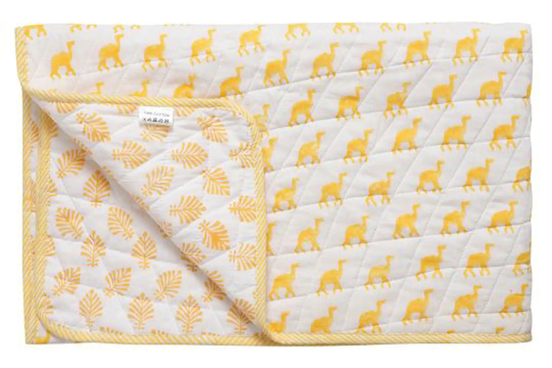 Camel Carnival - Hand Block Printed Camel Baby Quilt