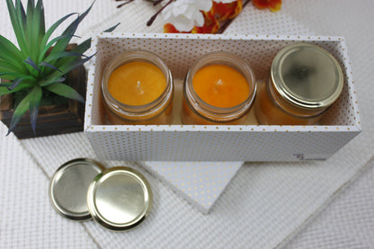 Ellen Glass Wax Candles – Orange Pack of 3
