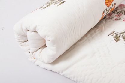 Gulmarg Quilt Set – Hand Block Printed 100% Cotton Reversible Quilt