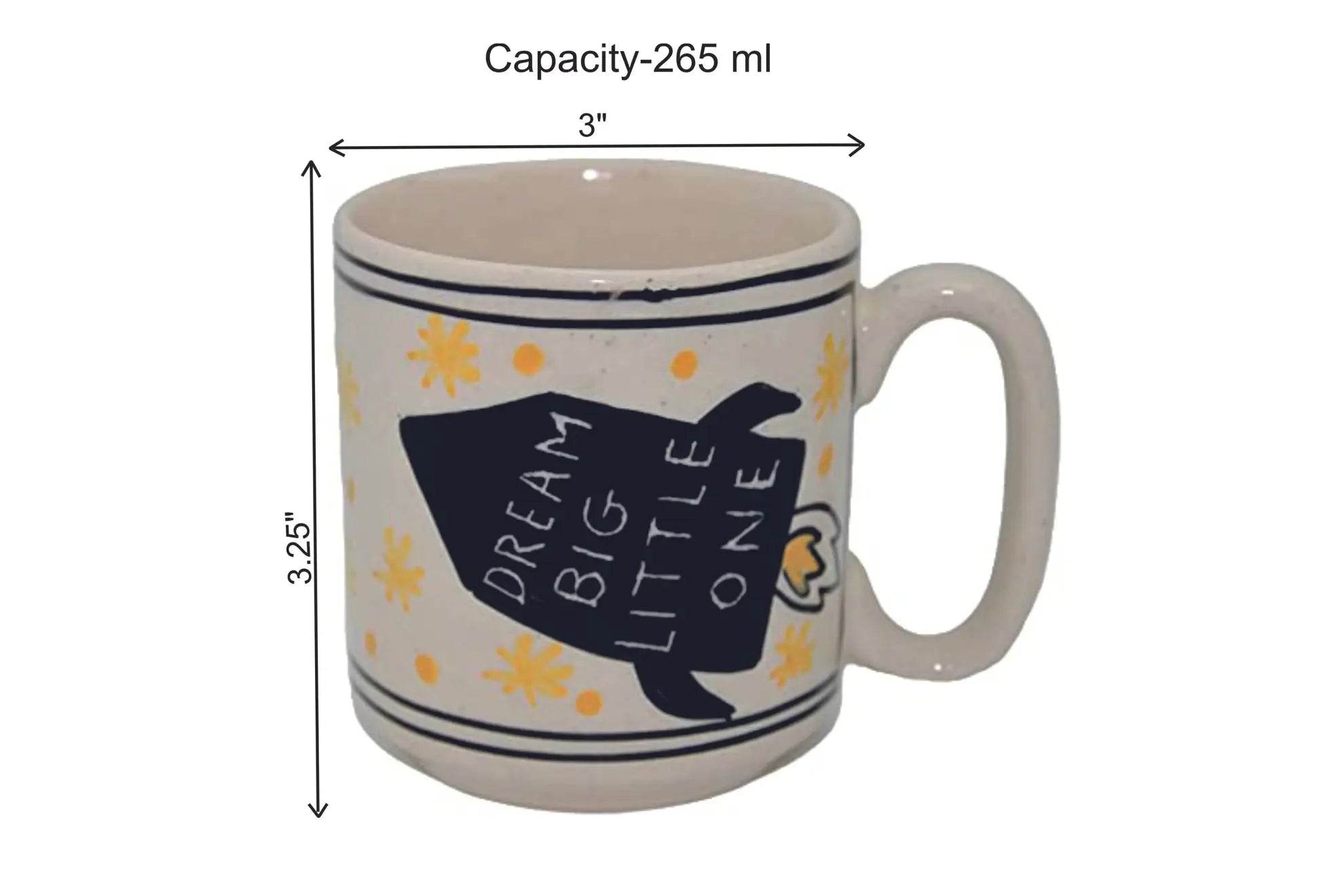 Space Ship - Hand Painted Ceramic Mug For Kids – 1 Pc