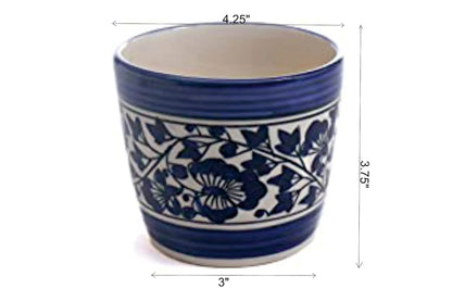 Cobalt Frond- Hand Painted Ceramic Planter – 1Pc