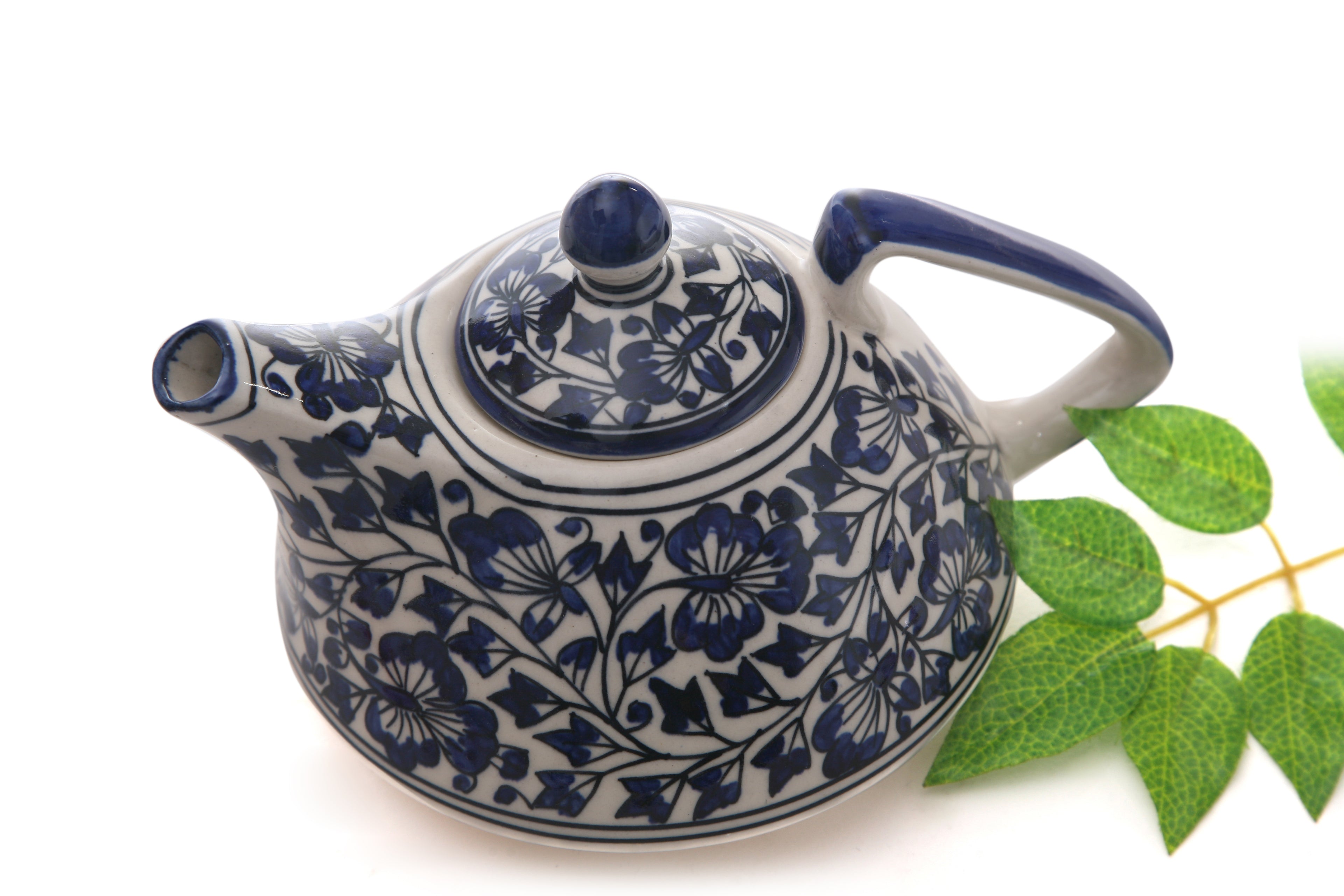 Cobalt Frond Hand Painted Tea Pot – Capacity 6 Cups