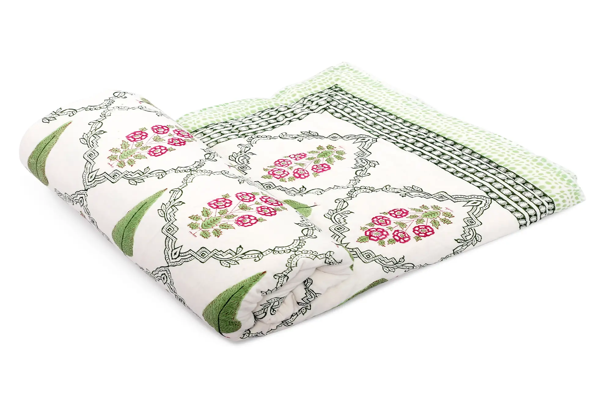 Udyana Quilt Set – Hand Block Printed 100% Cotton Reversible Quilt